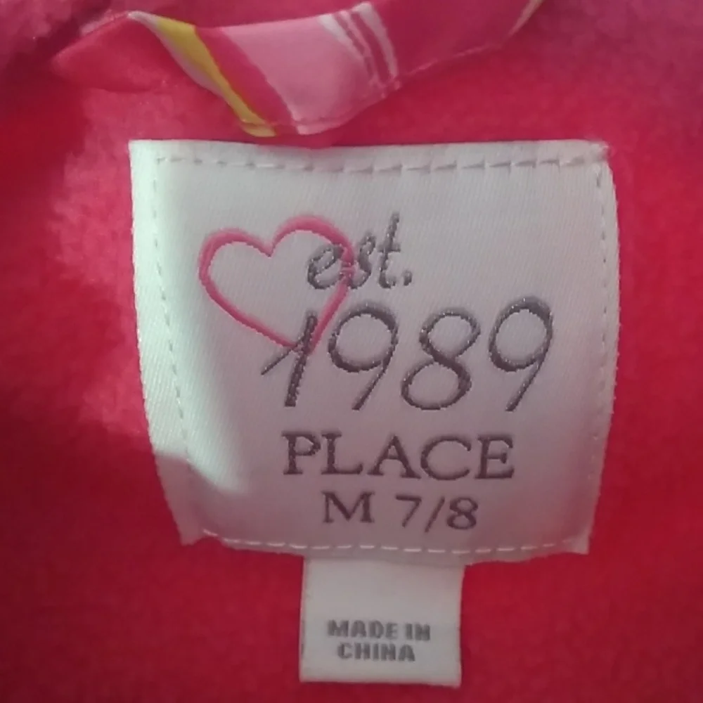 The Children’s Place Girls 7 8 Pink Hearts Peace Signs Puffer Vest